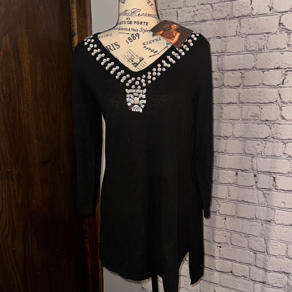 Iman Elegant Black Embellished Women's Dress XS